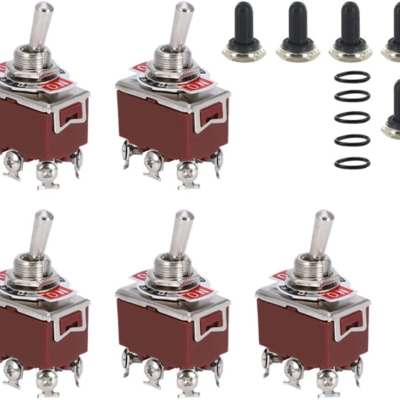 ESUPPORT Silver Contact Car Univeral Heavy Duty 20A 125V DPDT 6P On/Off/On Rocker Toggle Switch